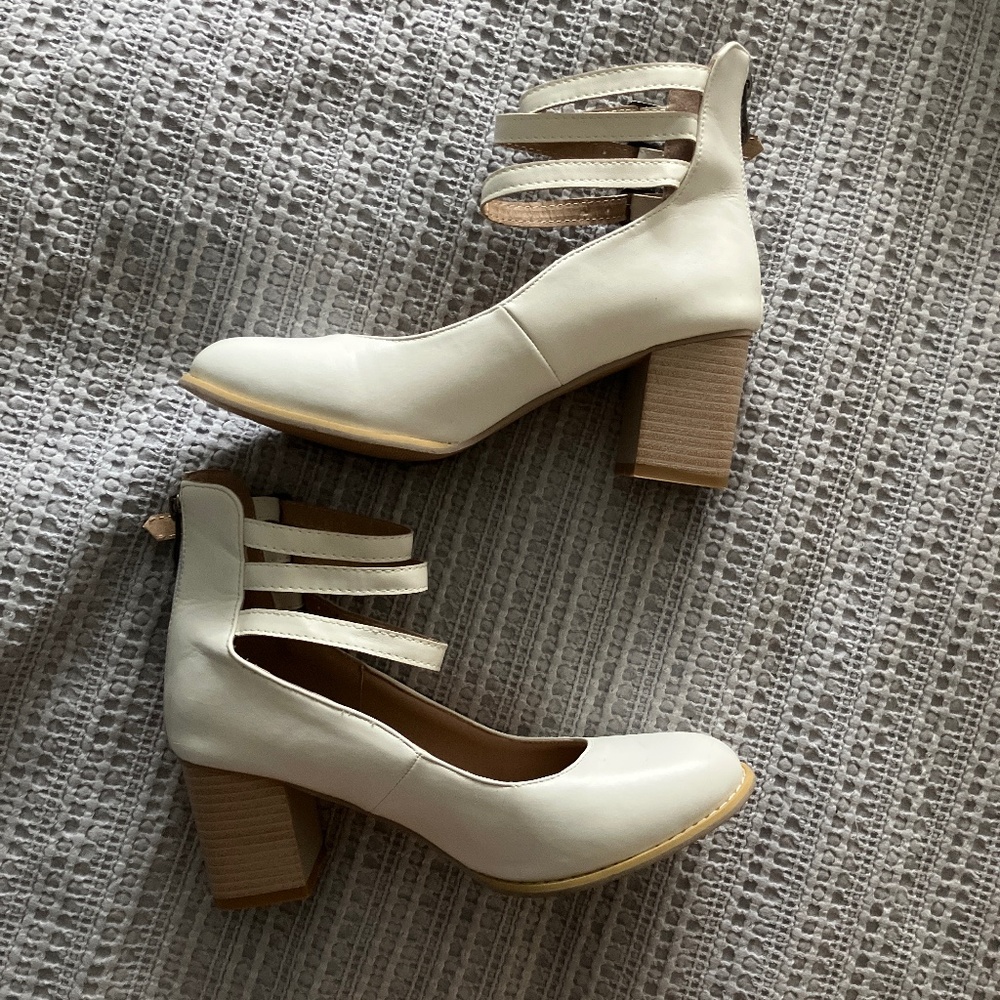 Cream strappy heels